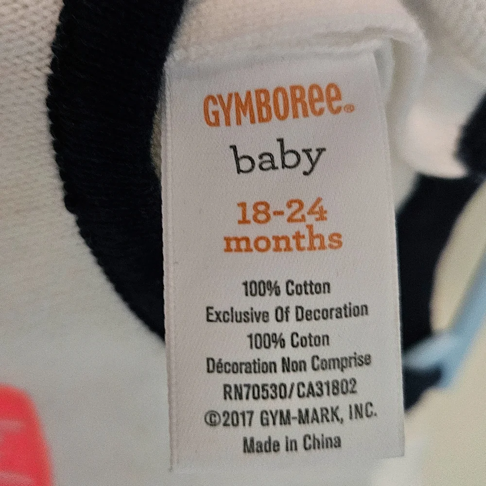 Gymboree - White and Navy Toddler Dress with Pink Bird